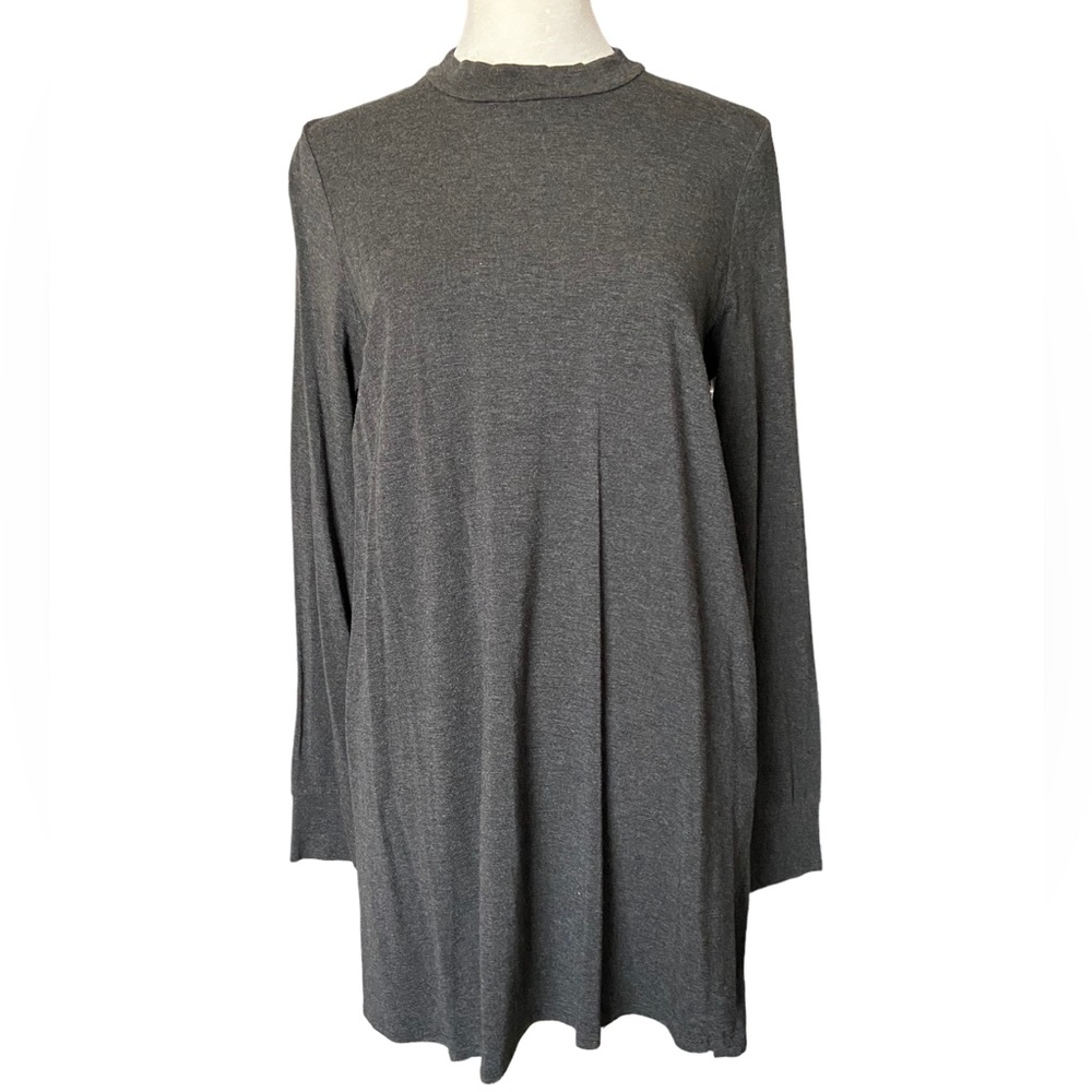 Eileen Fisher Jersey Knit Mock Neck Tunic Gray Petite M